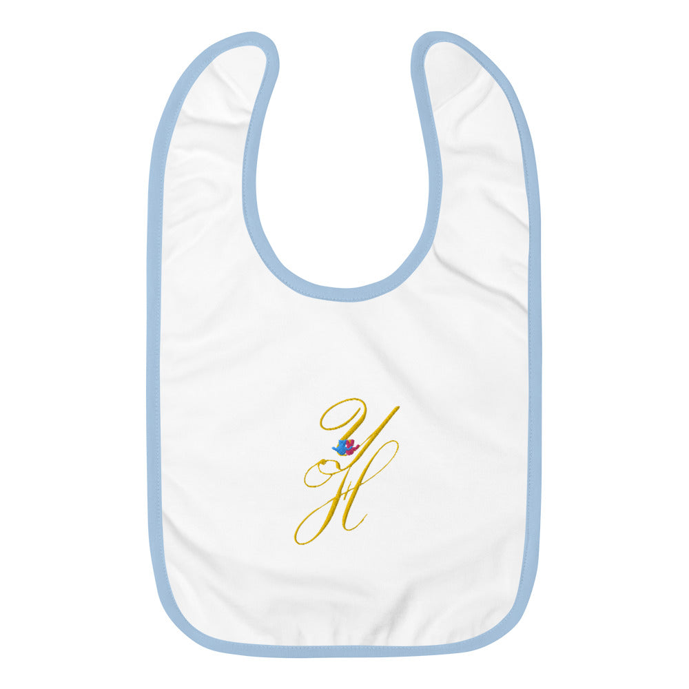 young Hugs Embroidered Baby Bib pink or Blue - Young Hugs