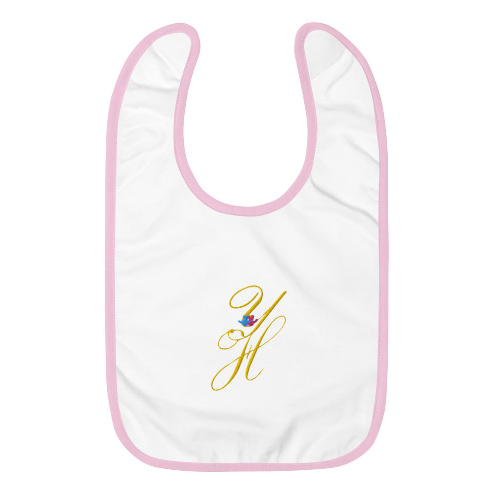 young Hugs Embroidered Baby Bib pink or Blue - Young Hugs