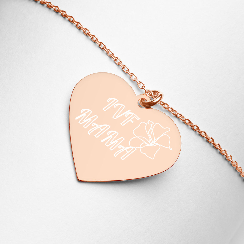 IVF Mama Engraved Silver Heart Necklace - Young Hugs